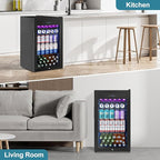Beverage Refrigerator Cooler, 128 Cans 3.2 Cu.Ft Mini Fridge Glass Door for Drink Beer Soda Wine, Small Fridge with 4 Adjustable Removable Shelves for Kitchen, Bedroom, Office, Bar, Gaming Room, Black