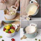 Mixing Bowls - 4 Piece Nesting Plastic Mixing Bowl Set with Pour Spouts and Handles - Non Slip Bottom and Measurement Markings (Light Green)