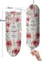 Hglian Plastic Bag Holder, Inspirational Farmhouse Grocery Bag Organizer Storage Dispenser Container for Shopping Trash Bags,Cute Flowers Kitchen Décor Gifts for Women Mom Friend Grandma Pink