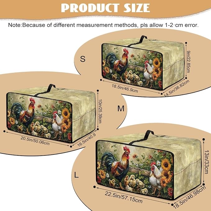Rooster Sunflower Print Toaster Oven Dust-proof Cover Heat-Resistant Kitchen Small Appliance Air Fryer Covers Universal Washable Microwave Oven Covers (Medium-16.1 * 19.71 * 10 inches)