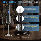 Rechargeable Milk Frother with Stand, Electric Frother Wand Handheld Coffee Foam Maker Detachable Stainless Steel Whisk Drink Mixer Foamer for Latte, Cappuccino, Hot Chocolate, Egg (Black)