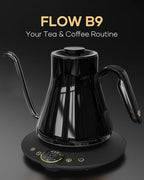 Cocinare Barista Collection Gooseneck Electric Kettle, ±1℉ Precise Temperature Control for Pour-Over Coffee & Tea, Quick Heating 1500W, Stainless Steel Interior, 0.9L (Soulages Black)