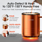 Vsitoo S3 Plus 14oz Heated Coffee Mug - Temperature Control Smart Mug with Mug Warmer, Auto-Sensing AI Heats Drinks to 120-150°F Hands-Free.Ideal for Home/Office/Gifts，Copper