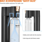 VEVOR Sparkling Water Maker, Soda Maker Machine for Home Carbonating, Seltzer Water Starter Kit with BPA free 1L PET Bottle, Compatible with Mainstream Screw-in 60L CO2 Cylinder(NOT Included), Black