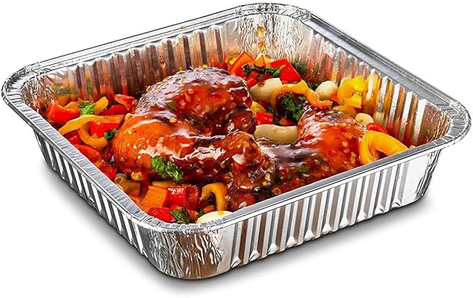 Waytiffer 10pack- 8 x 8 Aluminum foil Pans Disposable Heavy Duty Square baking Cake Pan, Cooking Tins Homemade Breads Oven Pan, Baking cake Roasting Pans