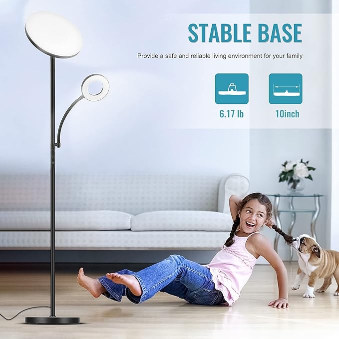Floor Lamp, Upgraded 42W 4000LM Super Bright LED Floor Lamp for Living Room Bedroom, Dimmable Standing Reading Floor Lamps with Remote & Touch Control