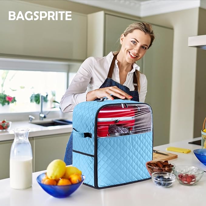 BAGSPRITE Stand Mixer Cover with Appliance Sliders Base Compatible with KitchenAid Mixer-Storage Bag for 6/7/8 Quart with Pockets for Kitchen Aid Accessories and Attachments