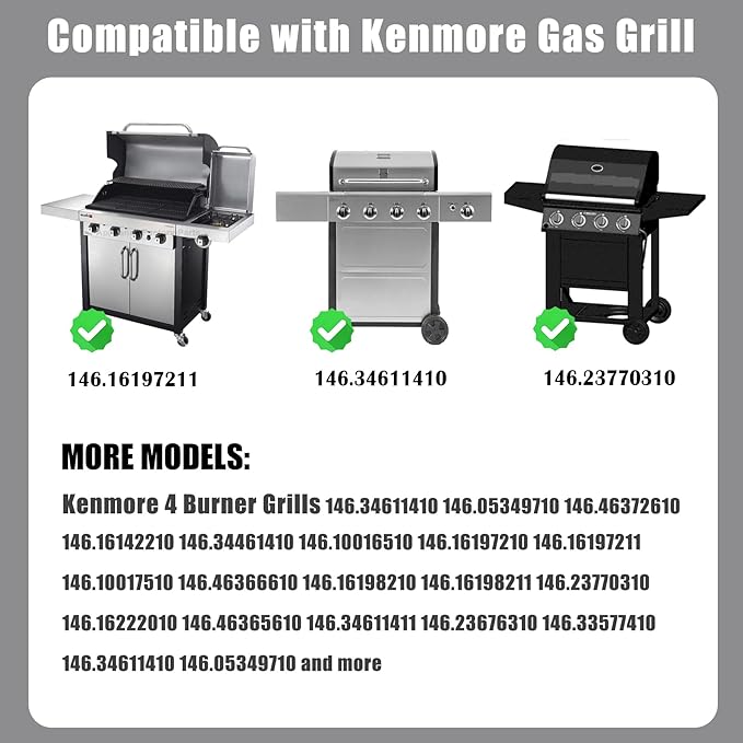 SafBbcue Full Size Griddle Inserts for Kenmore 146.16197210 146.16142210 146.16198210 146.16222010 146.16197211 Flat Top Griddle for Kenmore Grill Parts 4 Burner 146.16198211, Carbon Steel