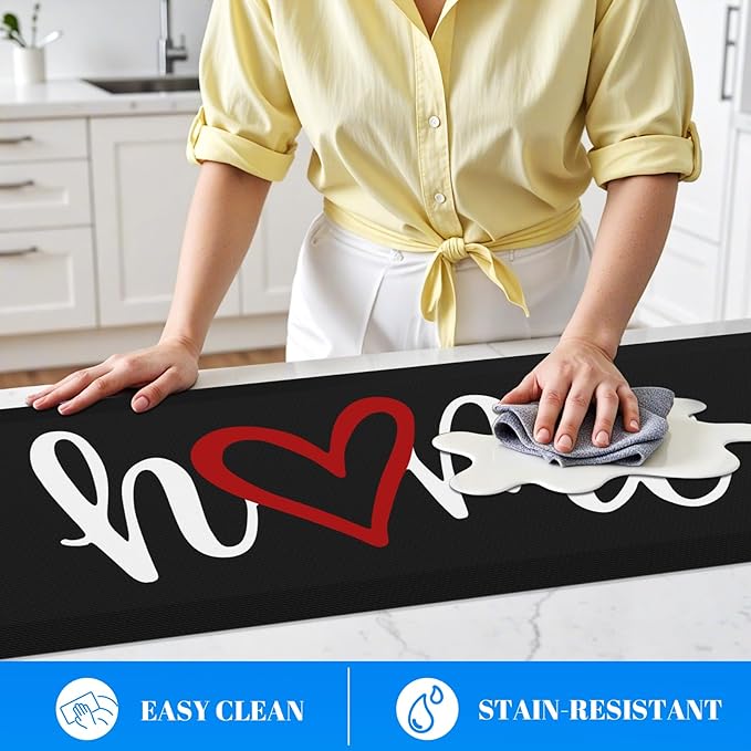 HappyTrends Kitchen Mat Cushioned Anti-Fatigue Rug Non-Slip Kitchen Rugs Stain Resistant Ergonomic Comfort Mat for Floor, Office, Sink, Laundry (17.3"x 47", Black)