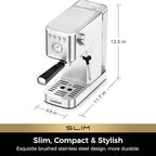 CHULUX Slim Espresso Machine with Milk Frother, 20 Bar Professional Italian Pump Espresso Coffee Machine for Home Cappuccino & Latte Maker, Stainless Steel, Silver