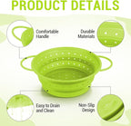 3 Pack Collapsible Colander with Strainer Bowl Set, 11 & 13 In BPA-Free Silicone Colanders for Kitchen, Heat-Resistant Strainer Dishwasher Safe Baskets for Vegetable Fruits (Green)