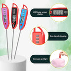 Copkim 10 Set Waterproof Food Thermometer for Water, Liquid, Candle and Cooking Digital Meat Thermometer with Long Probe Instant Read for Kitchen BBQ Grill Candy (Red)
