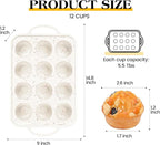 2 Pcs Silicone Muffin Pan for Baking with Metal Frame, Nonstick 12 Cup Regular Size Cupcake Pan, Silicone Muffin Tray for Egg Bites (Cream)