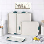 Country Kitchen Nonstick Stackable Bakeware Set - Heavy Duty, Durable, Easy Release Baking Set, Sage, 4 Pcs
