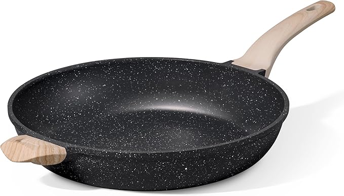 CAROTE 12inch Nonstick Frying Pan Skillet,Non Stick Granite Fry Pan Egg Pan Omelet Pans, Stone Cookware Chef's Pan, PFOA Free,Induction Compatible