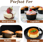 8PCS Nonstick Muffin Pans Carbon Steel Pudding Cups, Individual Cupcake Popove Pans for Baking Muffins, Cheese Pudding, Egg Tarts