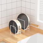 2 Large 2 Small Plate Organizers Holders Upright Cabinet Dish Drying Racks Metal Plate Dish Organizers Racks Stands for Countertop and Cupboard Black