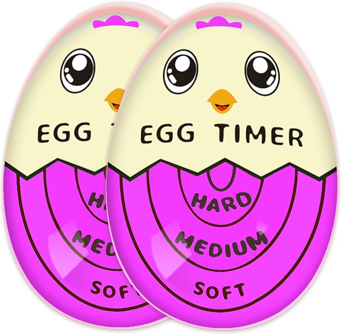 Lasubst Egg Timer for Boiling Eggs That Changes Color When Done, Purple, Pack of 2