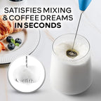 Zulay Kitchen Powerful Milk Frother Wand With 4 AA Duracell Batteries - Ultra Fast Handheld Drink Mixer - Electric Whisk Foam Maker for Coffee, Lattes, Cappuccino, Matcha & Creamer - Metal Blue