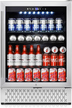 Tylza 24 Inch Beverage Refrigerator, 190 Can Capacity, Glass Door, Advanced Cooling Tech, Ideal for Beer, Soda, or Wine, Quiet Operation