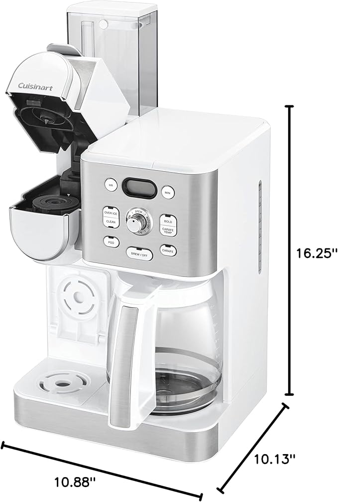 Cuisinart 12-Cup Coffee Maker, Single-Serve Brewer Glass Carafe, Automatic Hot & Iced Coffee Machine, Brew Strength Control and Brew Pause, SS-16W, White