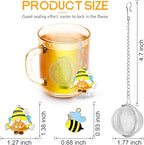 TeaSanavie 2 Pack Tea Infuser for Loose Leaf Tea with Gnome & Honey Bee Charms - 304 Stainless Steel Tea Steeper, Nature Themed Tea Gift