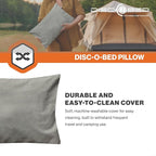 Disc-O-Bed Compact and Packable Travel Pillow with Washable Cover, Ultralight for Backpacking, Hiking, and Camping, Grey