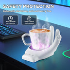 Devil's Hand Heating Mug Warmer Set - 3 Temp Settings & 8H Timer, Coffee Cup Warmer Plate for Desk Auto Shut Off, Ideal Beverage Warmer Gift for Coffee, Tea, Milk (White)