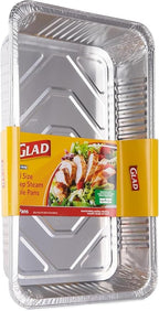 Glad Disposable Full Size Aluminum Steam Pans, Deep Heavy Duty Foil Pans for Steaming, Baking, Roasting, Catering & Oven Reheating, Fits 2 Half Pans, 20.5 x 12.5 x 2.75 Inch, 2 Count