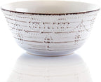 Elama Rustic Birch 16 Piece Embossed Scalloped Stoneware Round Dinnerware Set in White with Brown Accents