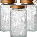 Adodeen 3-Pack 32oz Vintage Glass Jar With Lid, Glass Storage Containers, Airtight Kitchen Storage Containers For Sugar, Coffee, Tea, Spice, Flour, Candy Cookie, Pasta, Cereal