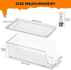 SCAVATA 2 Pack Skinny Can Organizer for Refrigerator, Stackable Tall Skinny Soda Pop Can Holder Dispenser with Lid for Fridge Pantry Rack Freezer, Clear Plastic Storage Bins-Holds 12 Slim Cans Each