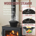 2-in-1 Wood Stove Steamer/Humidifier with Garlic Roaster & Saucepan Pot, Dual-Layer Design for Steaming, Baking, Stove Protection & Multi-Functional Cooking (1.4 Qt + Compact Size)
