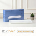 WishDeco Large Serving Platter Set of 2, Long Ceramic Serving Tray 16 inch, Rectangular Serving Dishes, White Plates for Entertaining, Fruit, Appetizer, Charcuterie, Oven & Dishwasher Safe