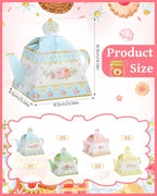 Liobelon 24 PCS Floral Tea Party Favor Gift Boxes Teapot Candy Boxes Vintage Flower Treat Boxes Mini Teapot Favor Boxes with Ribbon for Tea Garden Wedding Bridal Birthday Baby Shower Party Supplies