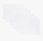 Solino Home Linen Cloth Placemats Set of 6-100% Pure Linen Hemstitch White Placemats 14 x 19 Inch - Classic Hemstitch Table Place Mats for Winter, Valentines, Holiday, New Year