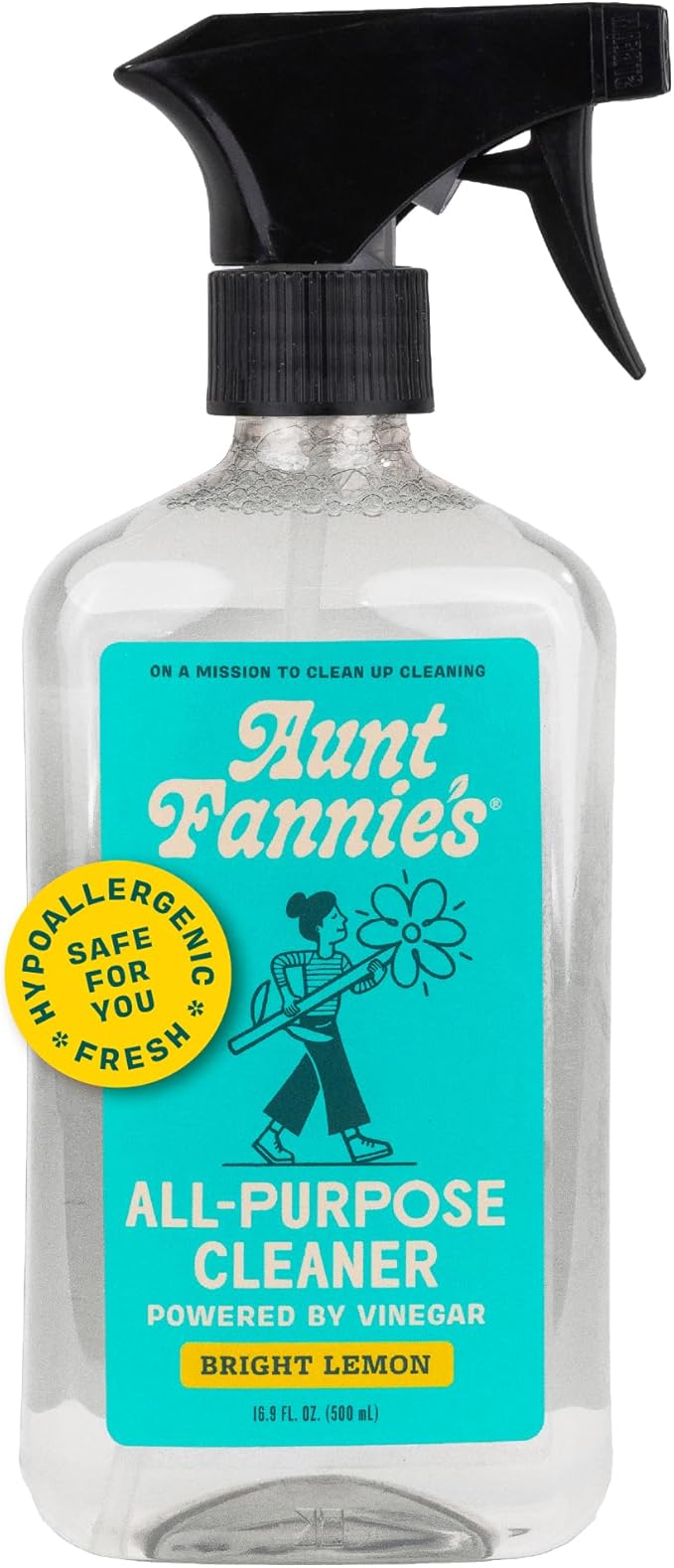 Aunt Fannie's All Purpose Household Cleaner, Multi-surface Spray, Powered by Vinegar for Kitchen, Bath, Windows and Countertops, Lemon Scent (Pack of 1)