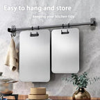 100% Pure Titanium Cutting Board Set of 2, Food-Grade Titanium Cutting Boards for Kitchen Dishwasher Safe, Double-Sided Metal Charcuterie Chopping Board Mat for Meat, Cheese & Fruit (XL+XL)