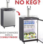 Kegco Keg Dispenser, Two Faucet, Stainless Steel