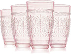 CREATIVELAND Drinking Glasses,Water Drinking Glass (Pink, 15.5)