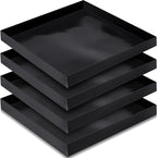 Teenyyou 4 Pcs 11 x 11 x 1 Inch Non-stick Ptfe Oven Trays Reusable Solid Baking Basket Easy Clean Heat Resistant Black Quick Oven Accessories for Heating Chips Chicken Snacks in Restaurant Kitchens