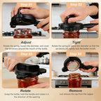 4 in 1 Multi-Purpose Jar Opener,Magnetic Stainless Steel Can Opener with Ergonomic Handle,Multi Size Lid Tool for Jars Cans Wine Bottles, Home Kitchen Helper(Black)