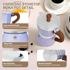 Aluminum 9 Cup 450ml Moka Pot Express Coffee Maker Stovetop Espresso Colorful Coffeemaker Italian Classic Style Brewing Greca Cafe Mocha Machine for Cafeteras Lover Camping Travel and Home Use 15oz