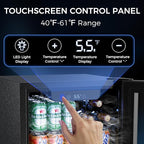 68 Cans Beverage Refrigerator Cooler, 1.7 cu.ft Mini Fridge Glass Door Drink Cooler for Beer, Soda,Wine, Digital Temperature Control for Home Office Bar