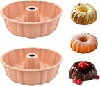 PADELE 2 Pack Silicone Cake Pan Nonstick,10 Inch, Silicone Cake Molds,Pound Cake Pan, Baking Cake Pan for Jello,Gelatin,Cake,Brownie and Bread（Pink+Pink）