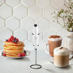 Zulay Kitchen Powerful Milk Frother Wand With 4 AA Duracell Batteries - Ultra Fast Handheld Drink Mixer - Electric Whisk Foam Maker for Coffee, Lattes, Cappuccino, Matcha & Creamer - White & Black