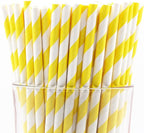 Pack of 900 Yellow Swirls Biodegradable 4-Ply Paper Drinking Straws (Compostable, Non-toxic, BPA-free)