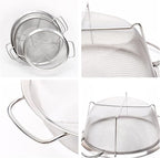 AJIODA Stainless Steel Mesh Colander Strainer Basket, 4 Quart Fine Mesh Net Colander with Heavy Duty Handles & Wide Rim & Resting Feet for Strain, Drain, Rinse, Fry, Steam or Cook Vegetables & Pasta
