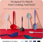 GIR: Get It Right 5-Piece Silicone Ultimate Kitchen utensils set - Ladle, Spatula, Flip, Spoon & Spoonula - Non toxic cooking utensils for Nonstick Cookware, Cooking and Baking - Slate