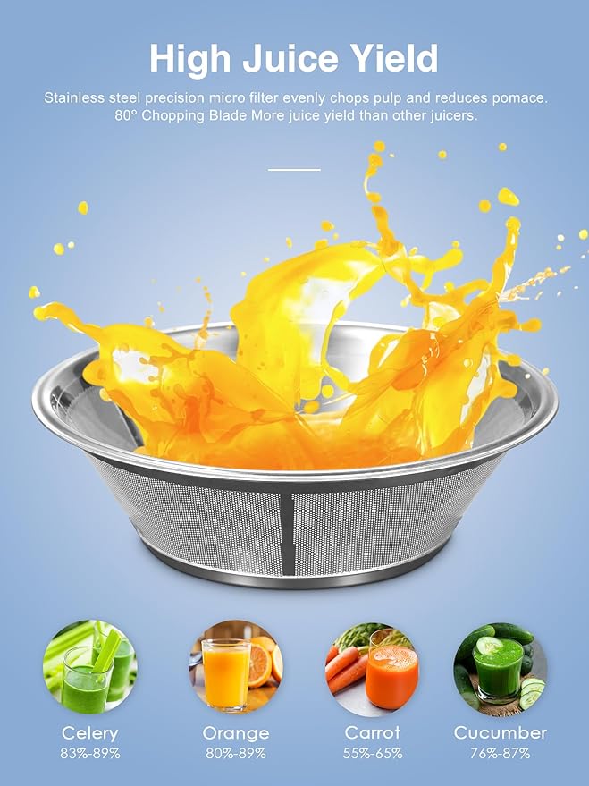 Juicer Machine, 800W Centrifugal Juicer Extractor with Wide Mouth 3” Feed Chute for Fruit Vegetable, Easy to Clean, Stainless Steel, BPA-free (Aqua)